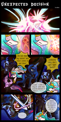 Size: 1066x2126 | Tagged: safe, artist:vavacung, nightmare moon, princess celestia, princess luna, twilight sparkle, oc, oc:paper mache, alicorn, pony, comic:to love god - to love mortal, g4, comic, female, mare, twilight sparkle (alicorn)