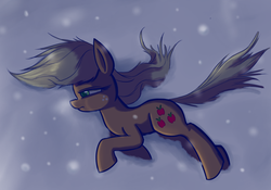 Size: 1000x700 | Tagged: safe, artist:heir-of-rick, applejack, daily apple pony, g4, female, impossibly large ears, loose hair, on side, snow, snowfall, solo