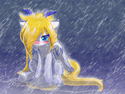 Size: 800x600 | Tagged: safe, artist:thamutt, oc, oc only, oc:frolic, crying, rain, solo