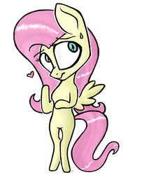 Size: 643x791 | Tagged: safe, artist:deer-hymnal, fluttershy, pony, g4, bipedal, female, heart, solo, sweat