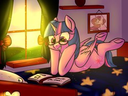 Size: 1600x1200 | Tagged: safe, artist:yukomaussi, twilight sparkle, alicorn, pony, g4, book, braces, female, glasses, mare, reading, solo, twilight sparkle (alicorn), underhoof