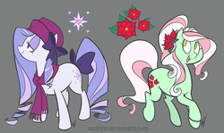 Size: 1089x648 | Tagged: safe, artist:egophiliac, december poinsettia, velvet bow, pony, g3, g4, birthflower ponies, g3 to g4, generation leap