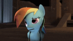 Size: 480x270 | Tagged: safe, artist:ferexes, rainbow dash, pegasus, pony, g4, 3d, animated, expressions, female, gif, mare, not sure if want, solo, source filmmaker, youtube link