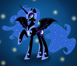 Size: 2120x1832 | Tagged: safe, artist:darkwoelfin, nightmare moon, g4, female, raised hoof, solo