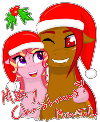 Size: 900x1096 | Tagged: safe, artist:missitofu, oc, oc only, oc:cherry pie, oc:fire blood, christmas