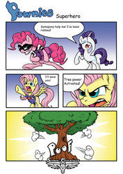 Size: 1024x1448 | Tagged: safe, artist:sonicpegasus, fluttershy, pinkie pie, rarity, earth pony, pegasus, pony, unicorn, g4, asdfmovie, comic, fluttertree