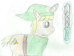 Size: 1967x1494 | Tagged: safe, artist:2shyshy, pony, link, newbie artist training grounds, ponified, solo, the legend of zelda, traditional art