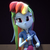 Size: 1920x1920 | Tagged: safe, artist:3d thread, artist:creatorofpony, rainbow dash, equestria girls, g4, /mlp/, 3d, 3d model, blender, check em, clothes, collar, dubs guy, female, pointing, shirt, skirt, solo, t-shirt, teenager, wristband