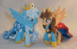 Size: 2729x1721 | Tagged: safe, artist:gryphyn-bloodheart, alicorn, pony, anna, blind bag, commission, crossover, customized toy, disney, elsa, frozen (movie), irl, photo, princess, toy