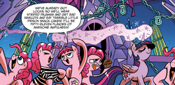 Size: 1175x567 | Tagged: safe, artist:brenda hickey, idw, pinkie pie, twilight sparkle, alicorn, pony, friends forever #12, g4, my little pony: friends forever, spoiler:comic, female, mare, twilight sparkle (alicorn), wat