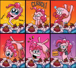 Size: 816x727 | Tagged: safe, artist:brendahickey, idw, pinkie pie, g4, spoiler:comic, spoiler:comicff12, diet, faic, fear and loathing in las vegas, gag, muzzle, phenomnomenons