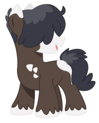 Size: 800x989 | Tagged: safe, artist:dbkit, oc, oc only, earth pony, pony, colt, hair over eyes, happy, male, open mouth, simple background, smiling, solo, spots, transparent background, unshorn fetlocks, young