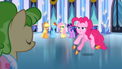 Size: 998x562 | Tagged: safe, artist:m48patton, edit, edited screencap, screencap, applejack, chickadee, fluttershy, ms. peachbottom, pinkie pie, rainbow dash, twilight sparkle, g4, games ponies play, rocket, rocket hooves, wat