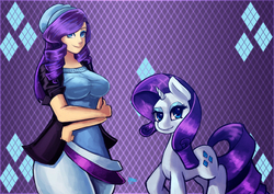 Size: 5400x3828 | Tagged: safe, artist:checkerboardazn, rarity, human, g4, absurd resolution, breasts, busty rarity, female, hat, human ponidox, humanized, rarihips
