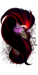 Size: 640x1250 | Tagged: safe, artist:mr4500k, king sombra, g4, bust, dark magic, fangs, magic, simple background, skull, sombra eyes, transparent background