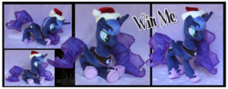 Size: 4451x1753 | Tagged: safe, artist:nazegoreng, princess luna, g4, hat, irl, photo, plushie, santa hat, solo, watermark