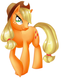 Size: 1080x1351 | Tagged: safe, artist:alanymph, applejack, g4, female, simple background, smiling, solo, transparent background