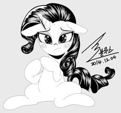 Size: 1500x1398 | Tagged: safe, artist:bluse, rarity, pony, g4, female, gray background, monochrome, simple background, solo