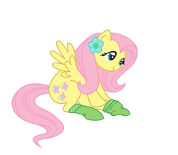 Size: 706x616 | Tagged: safe, artist:laurenwithoutsound, fluttershy, g4, clothes, female, flower, socks, solo