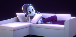 Size: 1020x500 | Tagged: safe, artist:creatorofpony, artist:derpie pie, artist:frankier77, rarity, equestria girls, g4, 3d, bedroom eyes, blender, boots, clothes, couch, draw me like one of your french girls, female, pillow, pose, seductive pose, shoes, skirt, solo