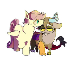 Size: 599x529 | Tagged: safe, artist:xixerou, discord, fluttershy, g4, butterscotch, gay, half r63 shipping, male, rule 63, ship:buttercord, shipping