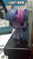 Size: 581x1032 | Tagged: safe, artist:tehboxpony, twilight sparkle, g4, caption, female, funko, funko pop!, funny, immobile, meme, solo, toy