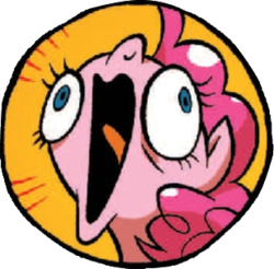 Size: 312x307 | Tagged: safe, artist:brendahickey, idw, pinkie pie, g4, spoiler:comic, spoiler:comicff12, derp, faic, open mouth, solo, wide eyes