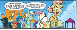 Size: 545x216 | Tagged: safe, idw, bon bon, flam, granny smith, lyra heartstrings, sweetie drops, friends forever #9, g4, my little pony: friends forever, spoiler:comic