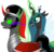 Size: 900x868 | Tagged: safe, artist:missitofu, king sombra, queen chrysalis, changeling, changeling queen, g4, christmas, hat, santa hat