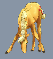 Size: 630x700 | Tagged: artist needed, safe, part of a set, applejack, horse, g4, female, hoers, horses doing horse things, realistic, solo