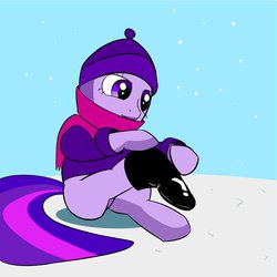 Size: 900x900 | Tagged: safe, artist:monsieurmcpherson, twilight sparkle, pony, g4, female, snow, snowfall, solo