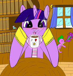 Size: 1024x1057 | Tagged: safe, artist:capelliman, spike, twilight sparkle, pony, g4, mug