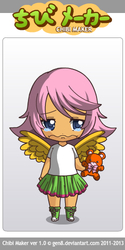 Size: 250x500 | Tagged: safe, fluttershy, equestria girls, g4, chibi, chibi maker, crying, embarrassed, sad, teddy bear, wings