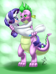 Size: 904x1200 | Tagged: safe, artist:pia-sama, rarity, spike, g4, female, male, older, ship:sparity, shipping, straight