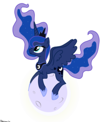 Size: 3000x3300 | Tagged: safe, artist:airrana-lol, princess luna, g4, female, high res, moon, prone, simple background, solo, spread wings, tangible heavenly object, transparent background, vector