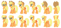 Size: 2895x1346 | Tagged: safe, artist:aleximusprime, applejack, g4, female, hatless, missing accessory, reference sheet, solo, turnaround