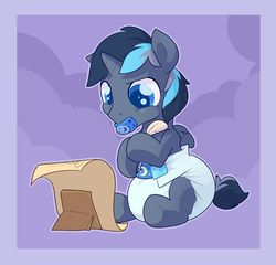 Size: 2500x2400 | Tagged: safe, artist:cuddlehooves, oc, oc only, oc:dusk shadow, alicorn, pony, baby, baby pony, cuddlehooves is trying to murder us, cute, diaper, foal, high res, poofy diaper