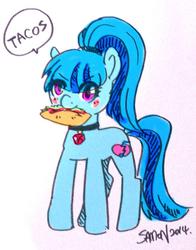 Size: 712x910 | Tagged: dead source, safe, artist:samonferrari, sonata dusk, pony, equestria girls, g4, my little pony equestria girls: rainbow rocks, equestria girls ponified, female, ponified, solo, sonataco, taco, that girl sure loves tacos, that pony sure does love tacos, that siren sure does love tacos
