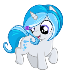 Size: 2593x2749 | Tagged: safe, artist:askbubblelee, oc, oc only, oc:bubble lee, pony, unicorn, female, filly, hairclip, high res, simple background, solo, transparent background