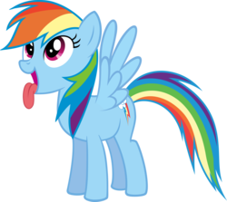 Size: 5817x5179 | Tagged: safe, artist:slb94, rainbow dash, g4, absurd resolution, female, simple background, solo, tongue out, transparent background, vector, want