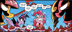 Size: 1284x575 | Tagged: safe, artist:brenda hickey, idw, fawn doo, marcie pan, pinkie pie, twilight sparkle, alicorn, pony, friends forever #12, g4, my little pony: friends forever, spoiler:comic, evil, female, imminent stuffing, mare, phenomnomenons, pure unfiltered evil, twilight sparkle (alicorn)