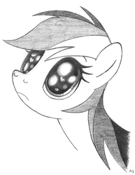 Size: 2306x2992 | Tagged: dead source, safe, artist:uminanimu, rainbow dash, pony, g4, female, frown, heart eyes, high res, monochrome, portrait, solo, traditional art, wingding eyes