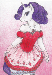 Size: 722x1024 | Tagged: safe, artist:shaiyeh, rarity, anthro, g4, female, necklace, solo, traditional art, valentine's day