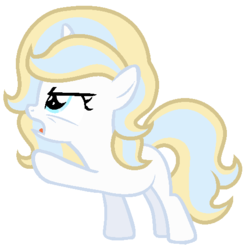 Size: 518x520 | Tagged: safe, artist:unoriginai, oc, oc only, pony, unicorn, angry, blank flank, crack shipping, cute, female, filly, offspring, parent:prince blueblood, parent:trixie, parents:bluetrix, pointing, simple background, solo, transparent background