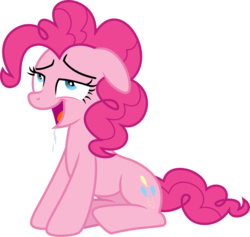 Size: 1094x1038 | Tagged: safe, artist:jeatz-axl, pinkie pie, earth pony, pony, g4, princess twilight sparkle (episode), .svg available, ahegao, creamy creamy frosting, drool, female, floppy ears, mare, open mouth, out of context, simple background, sitting, solo, svg, tongue out, transparent background, vector