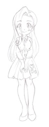 Size: 348x892 | Tagged: safe, fluttershy, human, g4, female, humanized, monochrome, solo