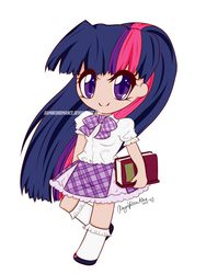 Size: 720x960 | Tagged: safe, artist:damnedromance, twilight sparkle, human, g4, chibi, female, humanized, solo