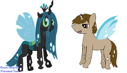 Size: 1024x586 | Tagged: safe, queen chrysalis, oc, oc:poisoned soul, g4