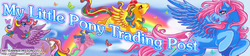 Size: 900x203 | Tagged: safe, artist:anniemsson, firefly, skydancer, tickle (g1), wind whistler, butterfly, pegasus, pony, g1, banner, blushing, female, mare