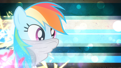 Size: 2560x1440 | Tagged: safe, artist:antylavx, artist:anxet, rainbow dash, g4, bubble, dog tags, mask, vector, wallpaper